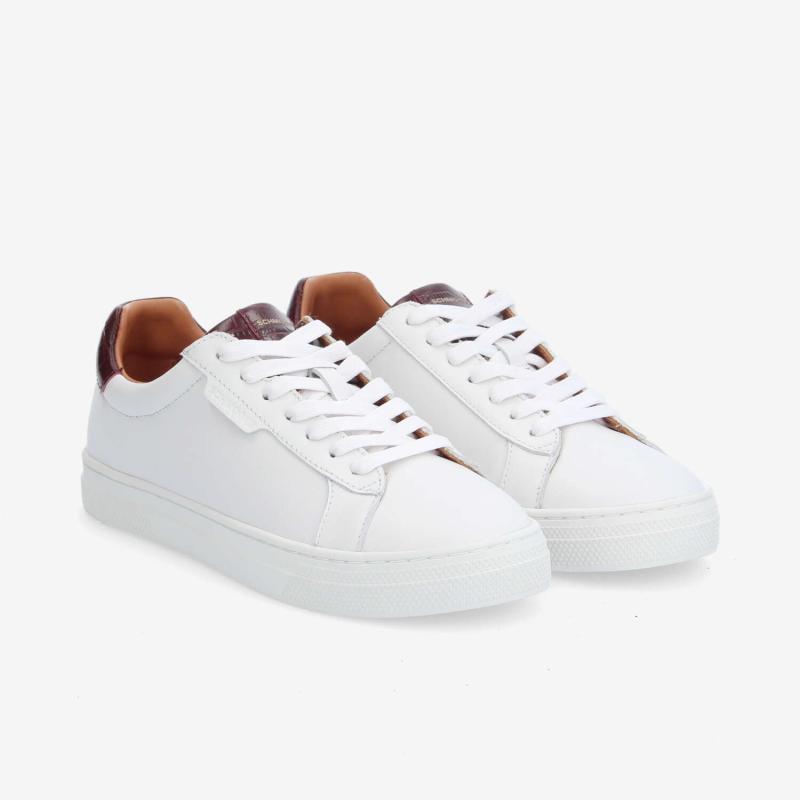 SPARKLE SNEAKER W - NAPPA/KROCO - WHITE/BURGUNDY